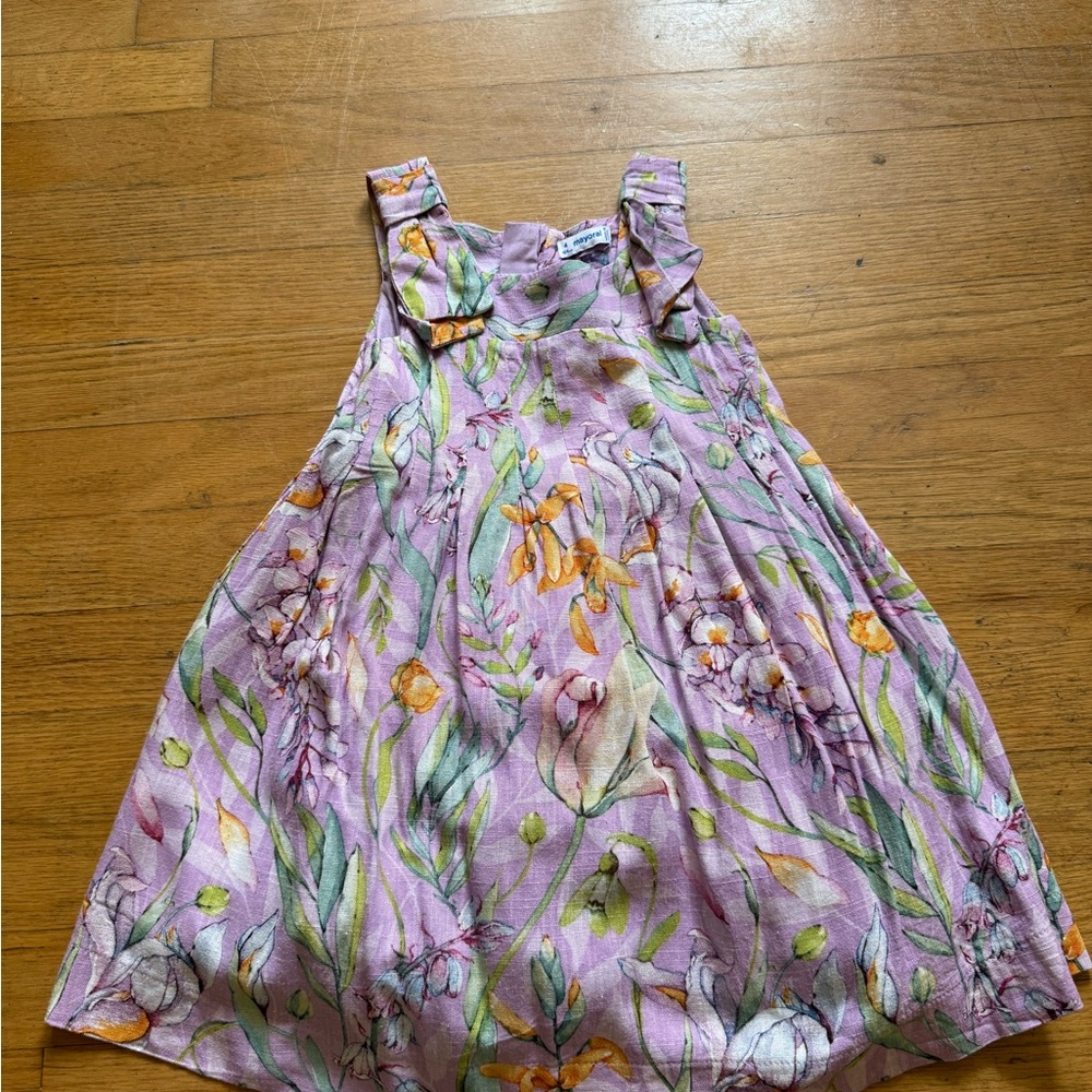 Mayoral Floral Kids Dress in Purple and Green
